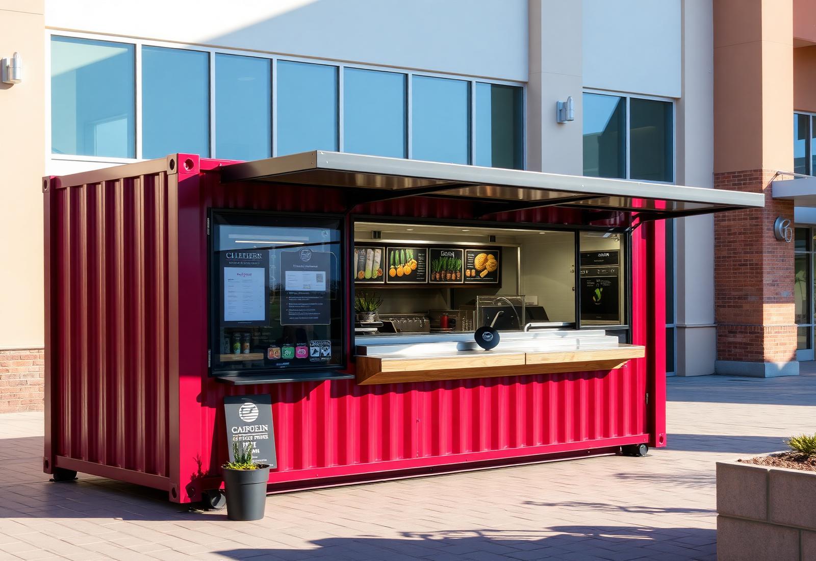 Wetterfestes Watan Corner Kiosk vor einem Geschäftsgebäude